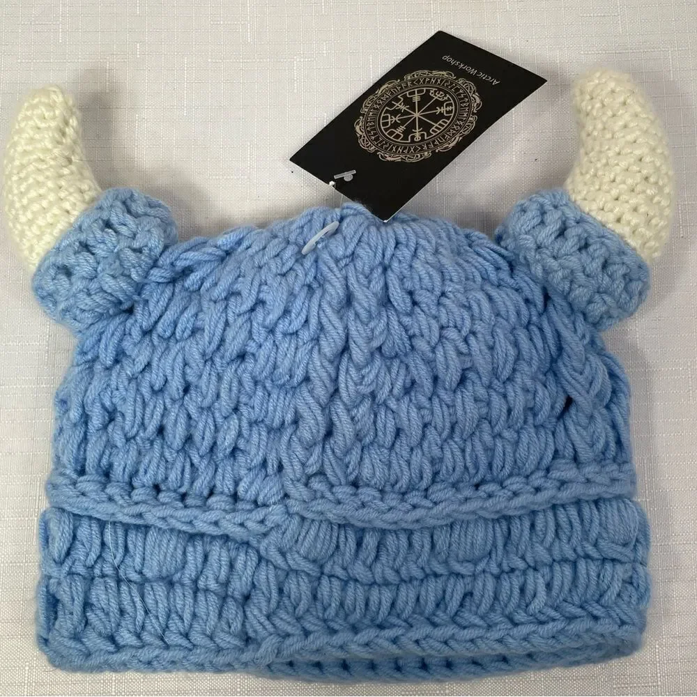 Blue Viking Knit Hat for Babies